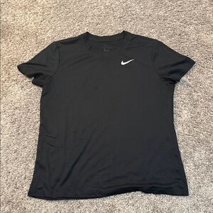Nike Black Short-Sleeve Performance Tee with White Swoosh